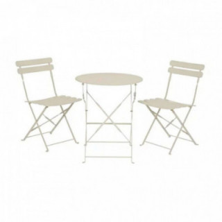 ENSEMBLE TABLE ET 2 CHAISES HELSINGBORG, PLIABLES, EN ACIER,