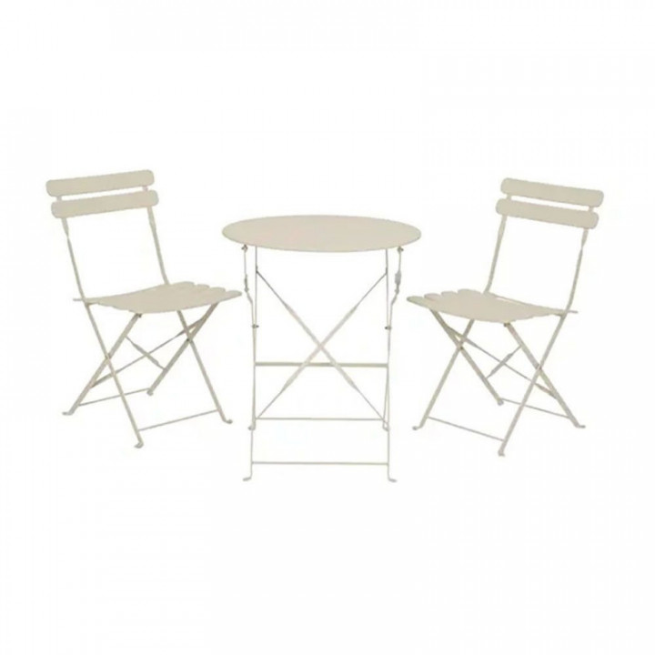 ENSEMBLE TABLE ET 2 CHAISES HELSINGBORG, PLIABLES, EN ACIER,