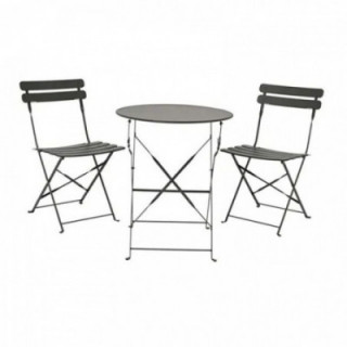 ENSEMBLE TABLE ET 2 CHAISES HELSINGBORG, PLIABLES, EN ACIER,