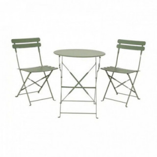 ENSEMBLE TABLE ET 2 CHAISES HELSINGBORG, PLIABLES, EN ACIER,
