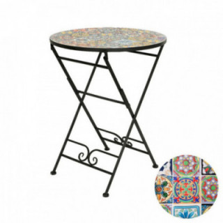 TABLE PLIANTE PRAGUE EN MÉTAL/MOSAÏQUE, NOIRE, POUR USAGE EX