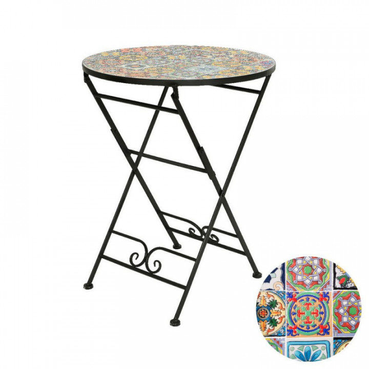 TABLE PLIANTE PRAGUE EN MÉTAL/MOSAÏQUE, NOIRE, POUR USAGE EX