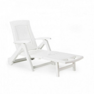TRANSAT PLIANT À ROULETTES, BLANC ZIRCON, 72 x 195 x 101 cm