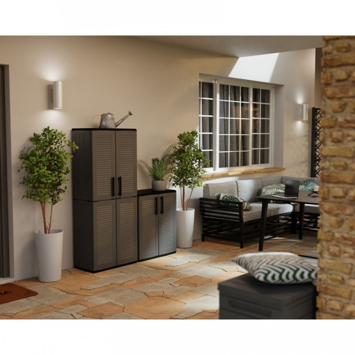 ARMOIRE HAUTE EN POLYPROPYLÈNE, LIGNE EASY, GRIS FONCÉ, 68 x