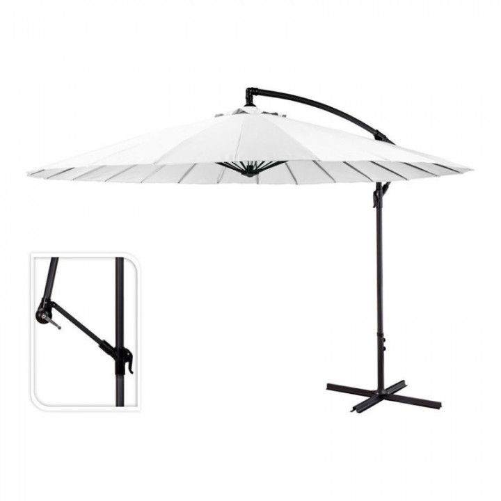 PARASOL EXCENTRIQUE HAUTEUR MAXIMALE 3m Ø300cm COULEUR: BLAN