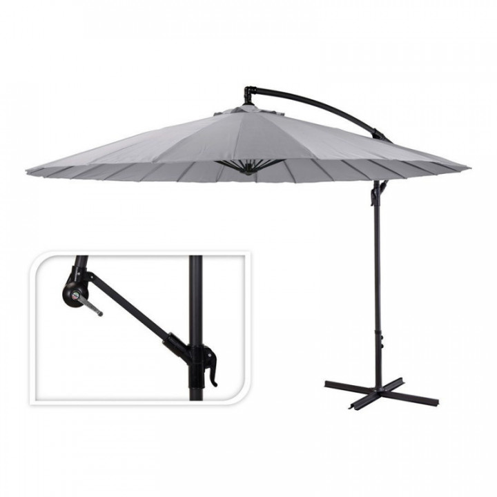 PARASOL EXCENTRIQUE GRIS 180 gr/m² HAUTEUR MAXIMALE 3 m Ø300