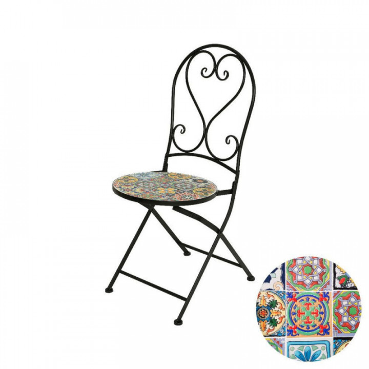 CHAISE PLIANTE PRAGUE EN MÉTAL/MOSAÏQUE, NOIRE, POUR USAGE E