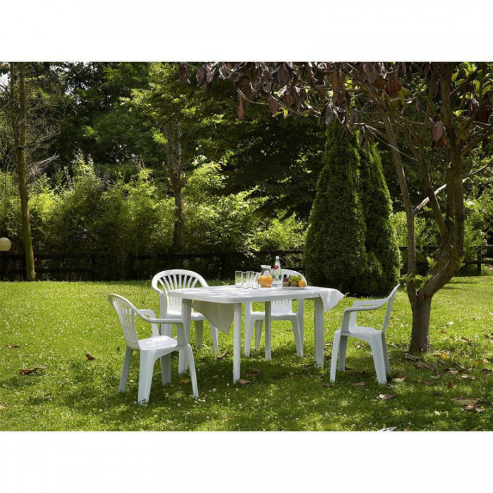 TABLE OVALE EN FORME DE PHARE, BLANCHE, POUR USAGE EXTÉRIEUR