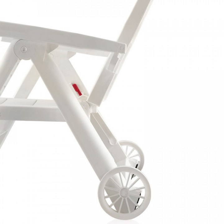 CHAISE LONGUE PLIANTE AVEC ROUES, ANTIBES, COULEUR BLANC, 18