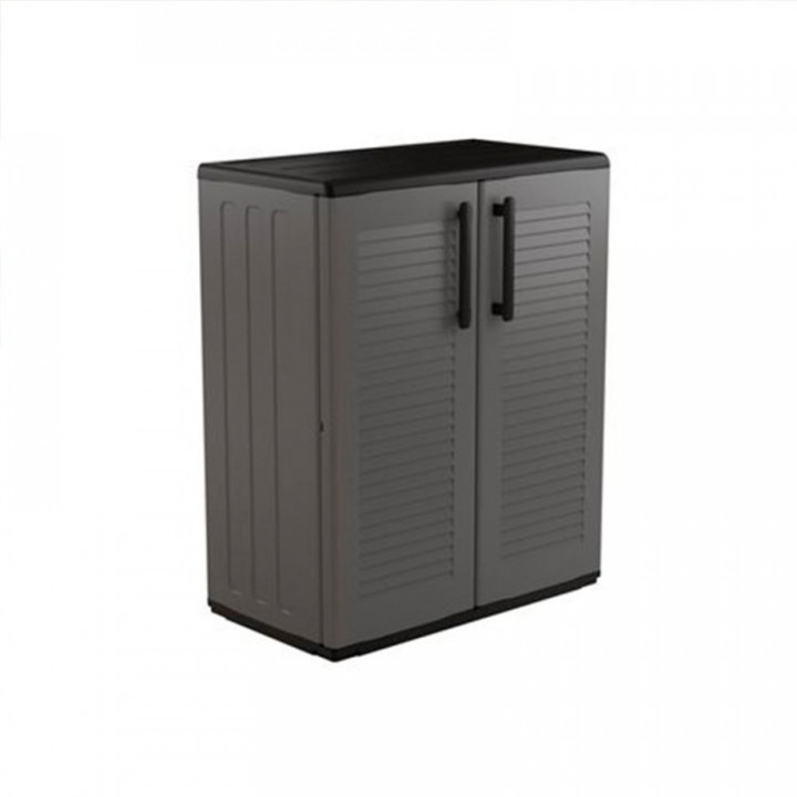 ARMOIRE BASSE EN POLYPROPYLÈNE. GRIS FONCÉ, 68 x 37 x 84 cm
