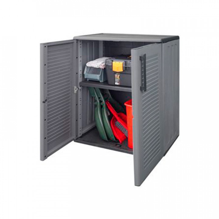 ARMOIRE BASSE EN POLYPROPYLÈNE. GRIS FONCÉ, 68 x 37 x 84 cm