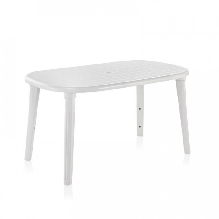 TABLE OVALE CANCUN, BLANCHE, POUR USAGE EXTÉRIEUR, 140 x 80