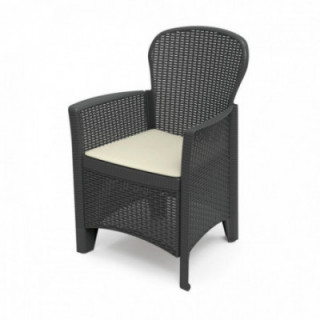FAUTEUIL EN IMITATION ROTIN, COULEUR ANTHRACITE, 60 x 58 x 8