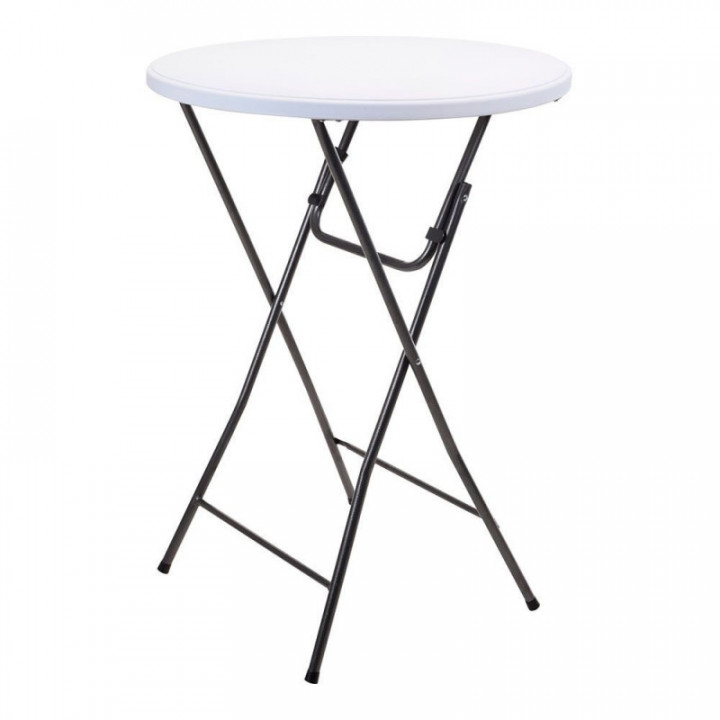 TABLE DE JARDIN RONDE PLIABLE EN POLYÉTHYLÈNE BLANCHE Ø80 x