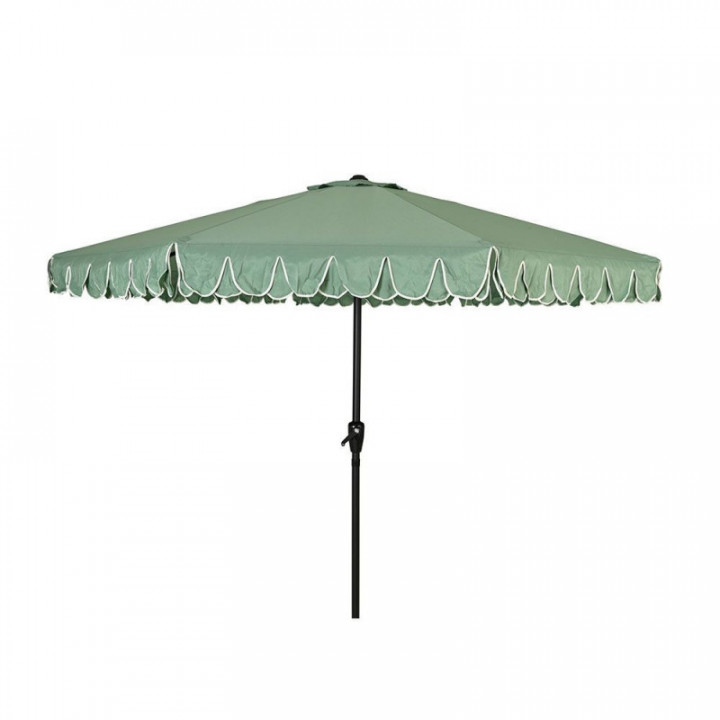 PARASOL DE JARDIN, VERT AVEC BORDURE BLANCHE, Ø270 x 235 cm