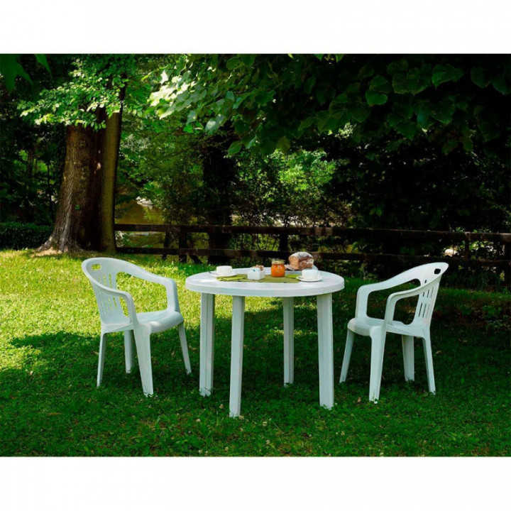 TABLE RONDE BLANCHE D'EXTÉRIEUR Ø90 x 72 cm