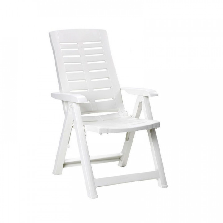 CHAISE PLIANTE MULTIPOSITIONS, BLANCHE, 60 x 61 x 109 cm