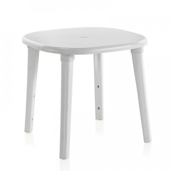 TABLE OVALE CANCUN, BLANCHE, POUR USAGE EXTÉRIEUR, 80 x 80 x
