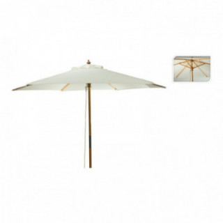 PARASOL DE JARDIN, CRU AVEC MÂT EN BOIS, Ø2,6 x 2,2 m