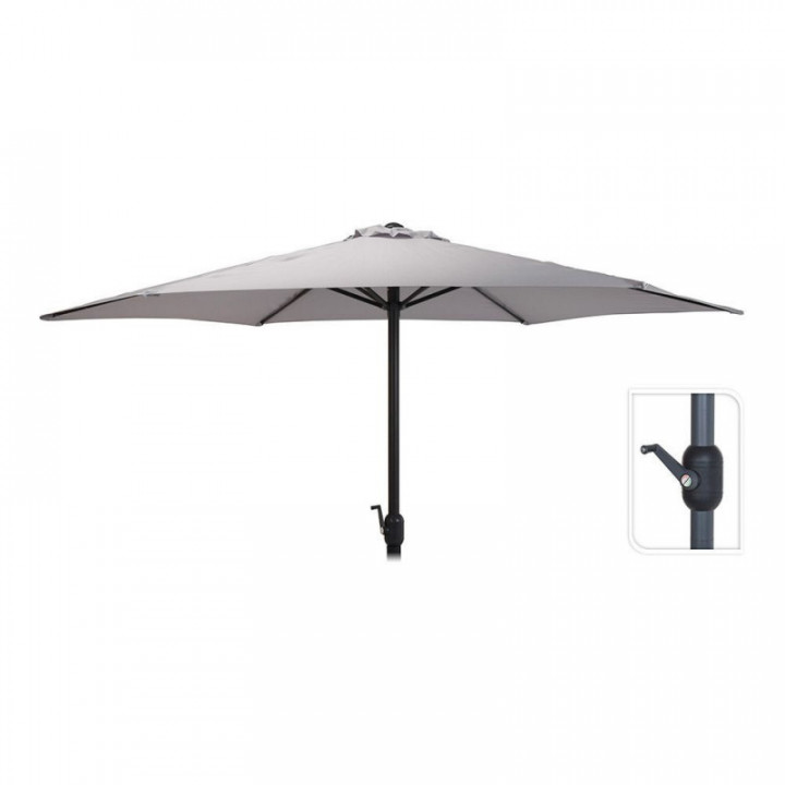 PARASOL DE JARDIN, GRIS CLAIR, Ø300 x 248 cm