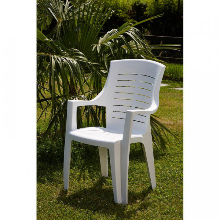 CHAISE EMPILABLE TALIA, BLANCHE, DOSSIER HAUT, 55 x 60 x 91