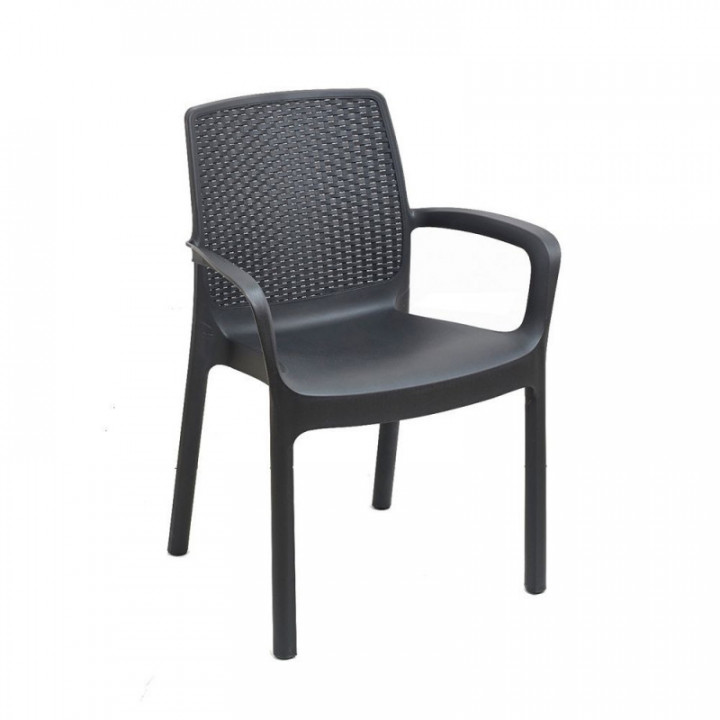 CHAISE EMPILABLE REGINA EFFET ROTIN, COULEUR ANTHRACITE, 61