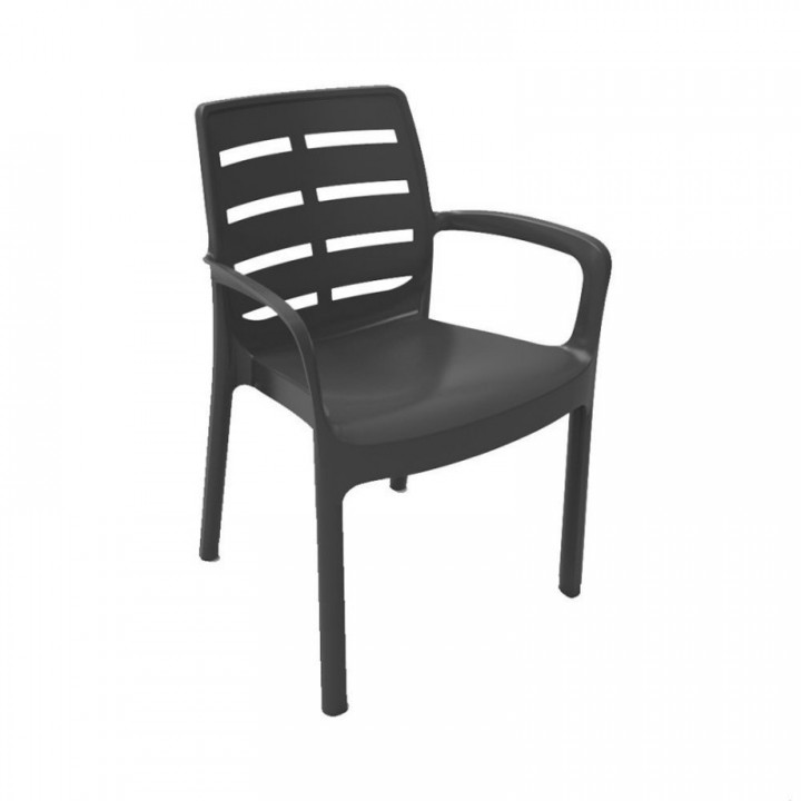 CHAISE EMPILABLE BORNEO, COULEUR ANTHRACITE, 60,5 x 54 x 82