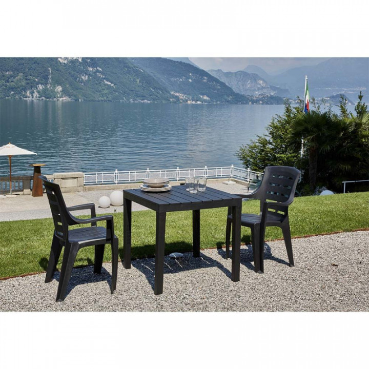 CHAISE EMPILABLE BORNEO, COULEUR ANTHRACITE, 60,5 x 54 x 82