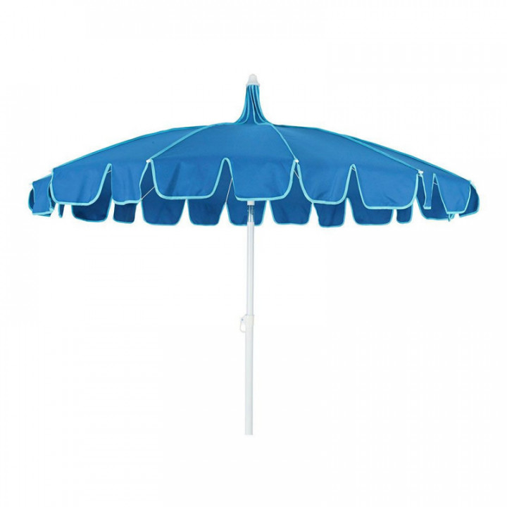 PARASOL DE JARDIN, BLEU AVEC BORDURE VERT D'EAU, Ø195 x 215