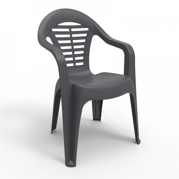 CHAISE EMPILABLE MINORQUE, COULEUR ANTHRACITE, 54 x 58 x 86