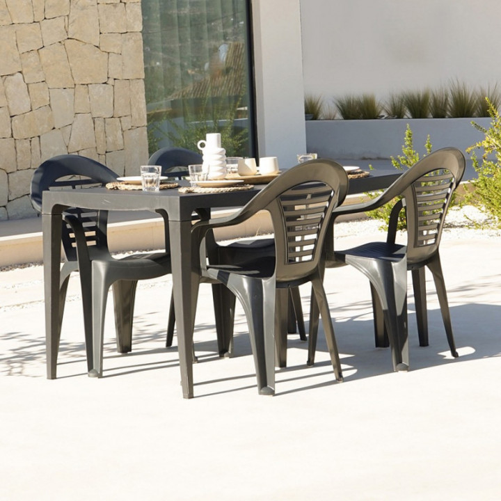 CHAISE EMPILABLE MINORQUE, COULEUR ANTHRACITE, 54 x 58 x 86