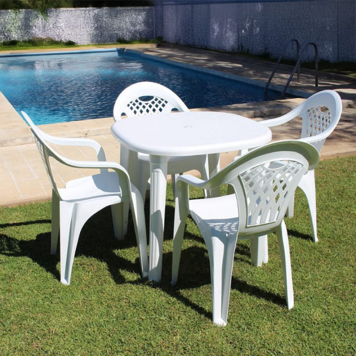 CHAISE EMPILABLE CANCÚN, BLANCHE, 54 x 58 x 86 cm