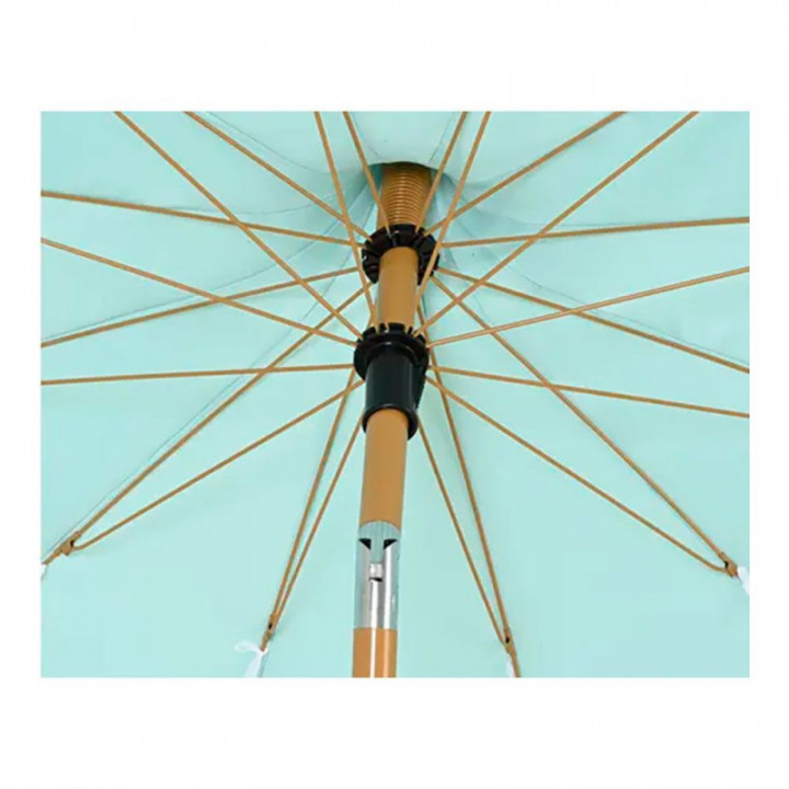 PARASOL DE JARDIN, VERT EAU AVEC BORDURE CORAIL,  Ø195 x 215