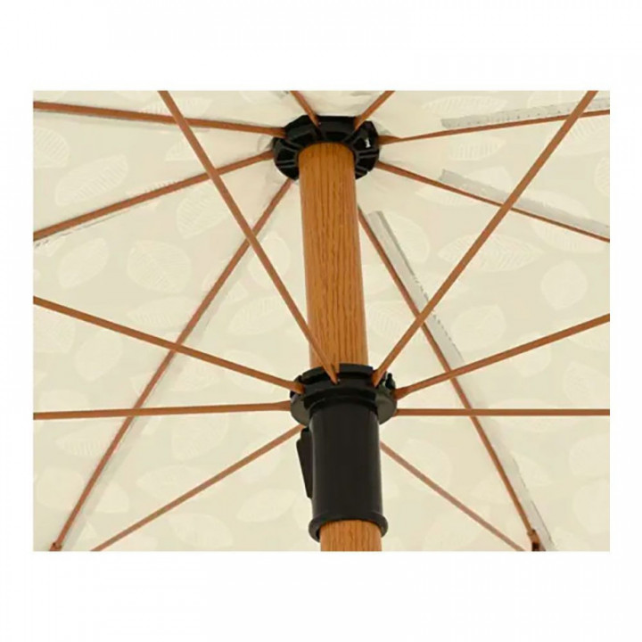 PARASOL POUR JARDIN, VERT AVEC MOTIFS DE FEUILLES ET FRANGES