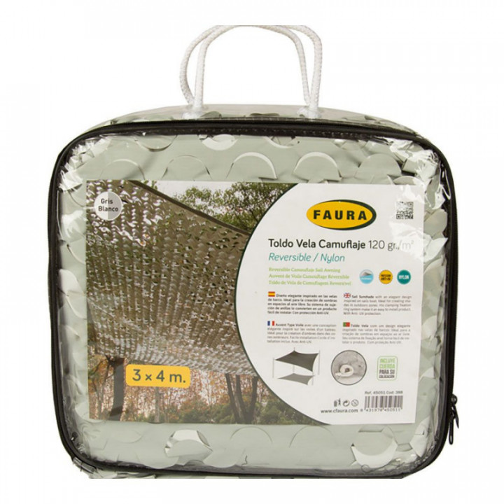 AUVENT CAMOUFLAGE REVERSIBLE GRIS / BLANC 3 x 4 m