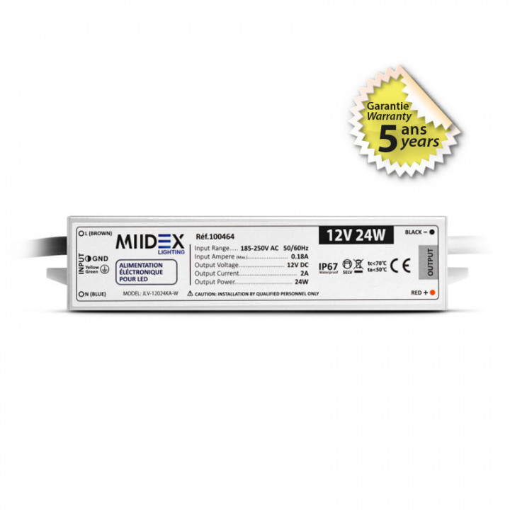 ALIM 12V DC LUMINEUX 24W IP67
