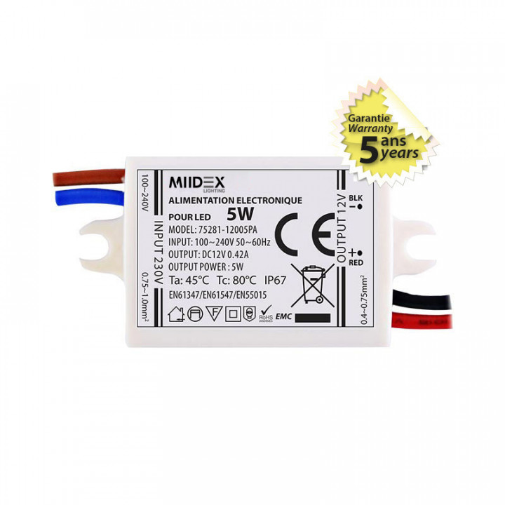 ALIM 12V DC 420mA LED 5W IP67