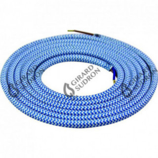 Câble rond chiné bleu 2m 2x0