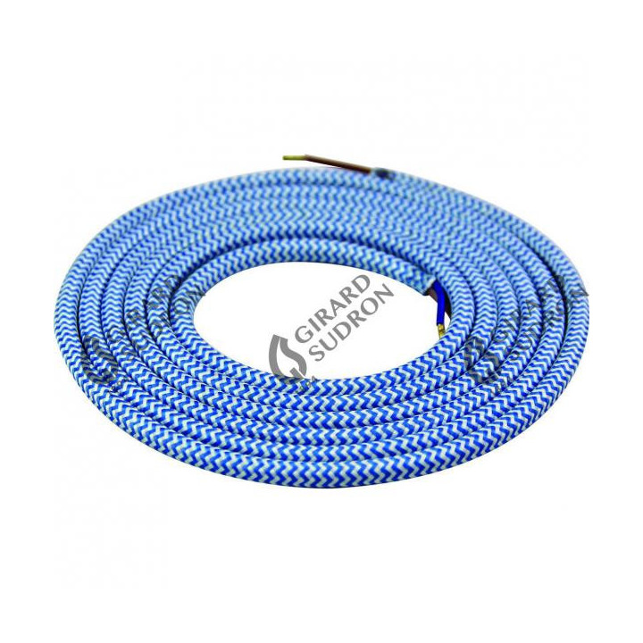 Câble rond chiné bleu 2m 2x0