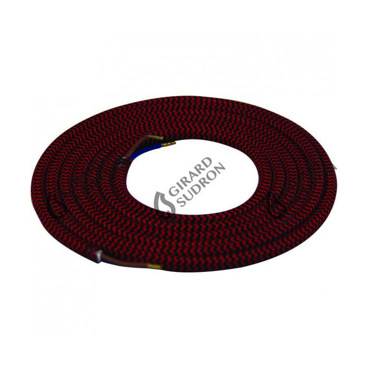 Câble rond chiné noir rouge 2m