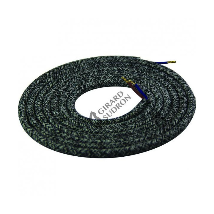 Câble rond chin gris noir 2m