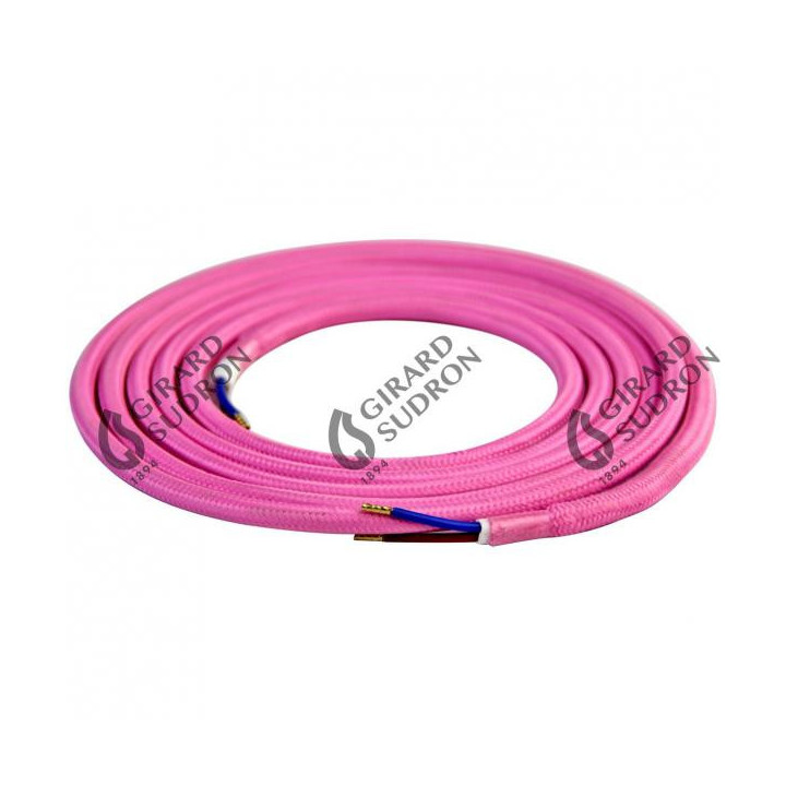 Câble textile rond rose 2m