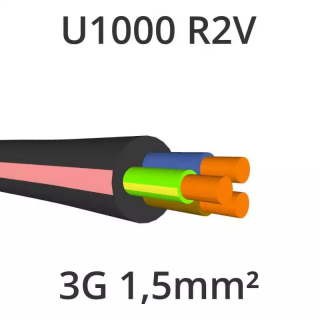 Câble U-1000 R2V - 3G1.5 mm²  / vendu au mètre Câble U-1000 R2V - 3G1.5 mm²  / vendu au mètre