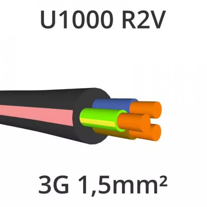 Câble U-1000 R2V - 3G1.5 mm²  / vendu au mètre