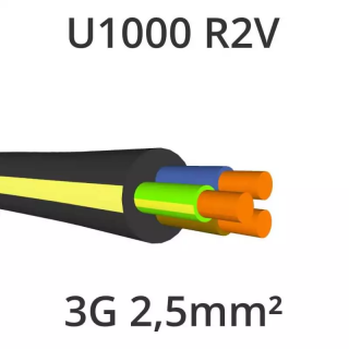 Câble U-1000 R2V - 3G2.5 mm² - Vendu au mètre