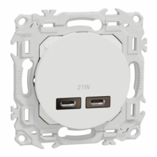 Odace double chargeur USB-C 21W blanc Odace double chargeur USB-C 21W blanc