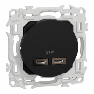 Odace double chargeur USB-C 21W noir Odace double chargeur USB-C 21W noir