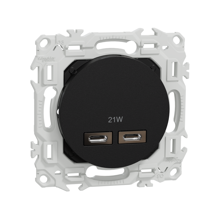 Odace double chargeur USB-C 21W noir Odace double chargeur USB-C 21W noir