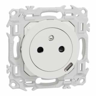 Odace 2P/T affleurante USB-C 18W blanc