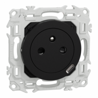 Odace 2P/T affleurante USB-C 18W noir